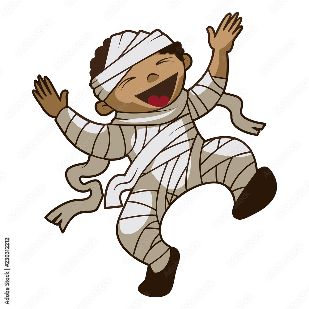 Obraz premium Happy kid mummy icon. Cartoon of happy kid mummy vector icon for web design