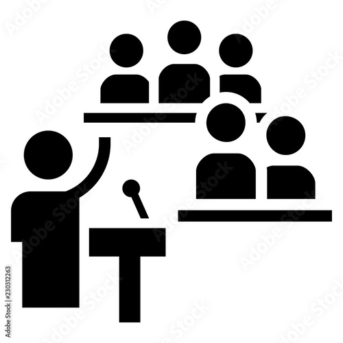 Political speech icon. Simple illustration of political speech vector icon for web design isolated on white background