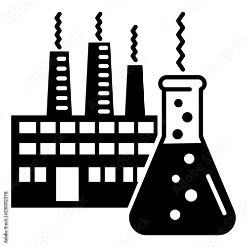 Chemistry flask factory icon. Simple illustration of chemistry flask factory vector icon for web design isolated on white background