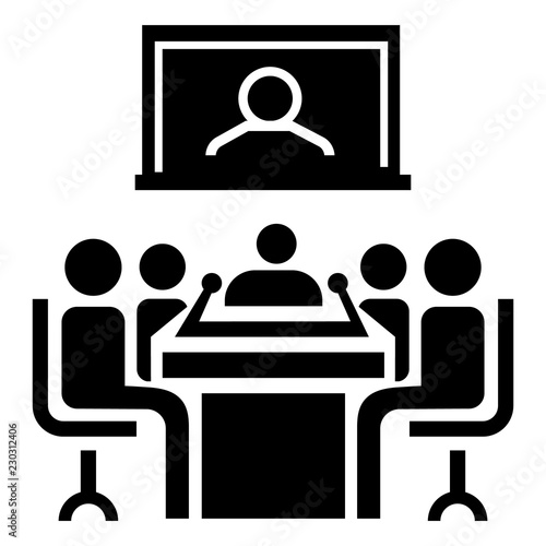 Video conference icon. Simple illustration of video conference vector icon for web design isolated on white background
