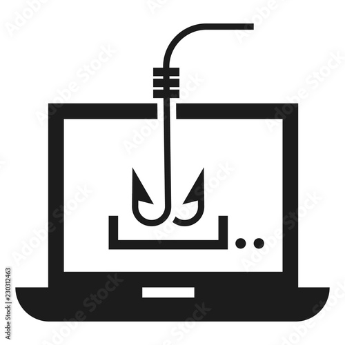 Computer phishing icon. Simple illustration of computer phishing vector icon for web design isolated on white background