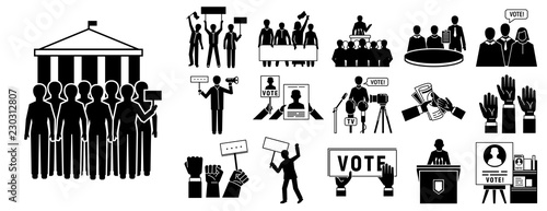 Political meeting icon set. Simple set of political meeting vector icons for web design on white background