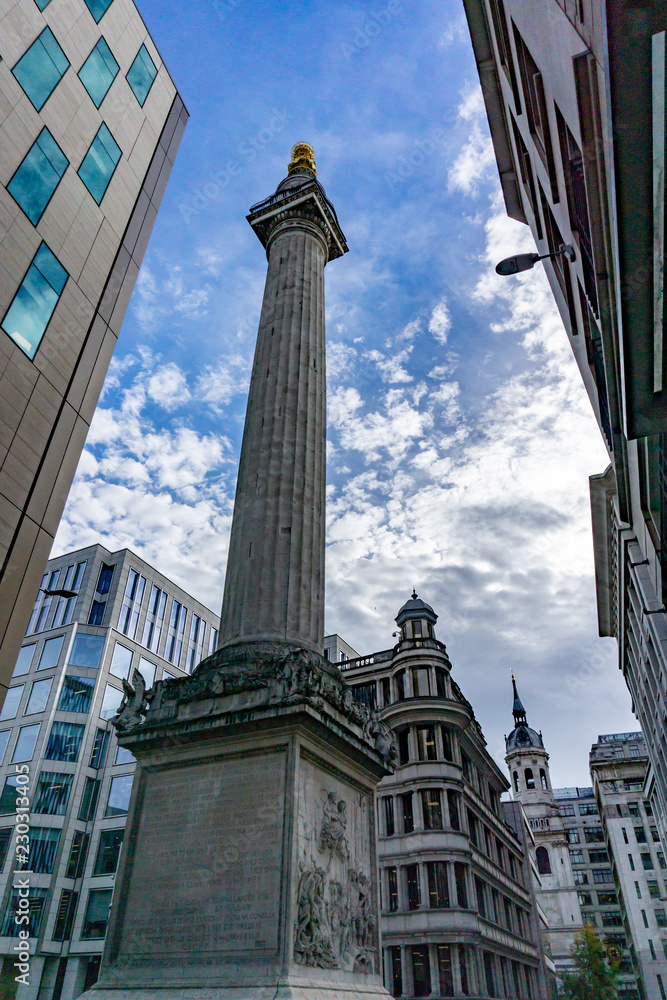 The Monument to commemorate the Great Fire of London in 1666, London, UK