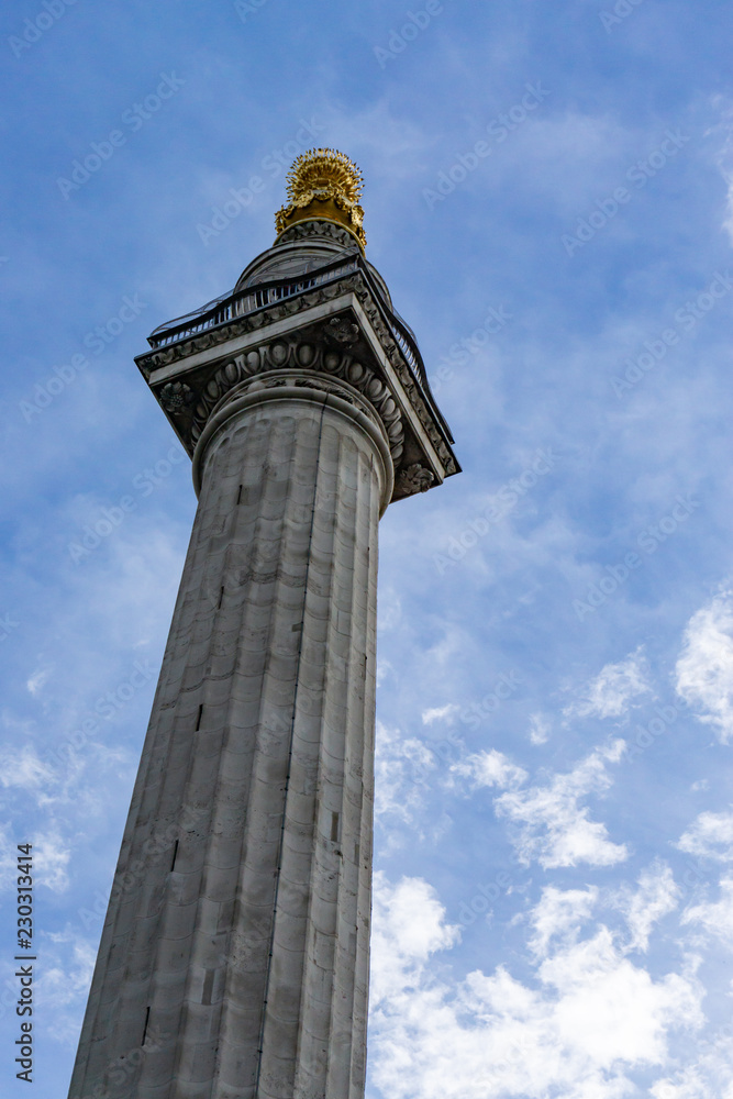 The Monument to commemorate the Great Fire of London in 1666, London, UK