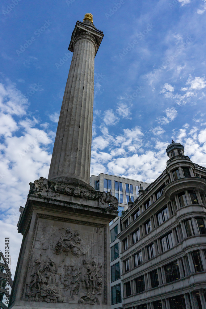 The Monument to commemorate the Great Fire of London in 1666, London, UK