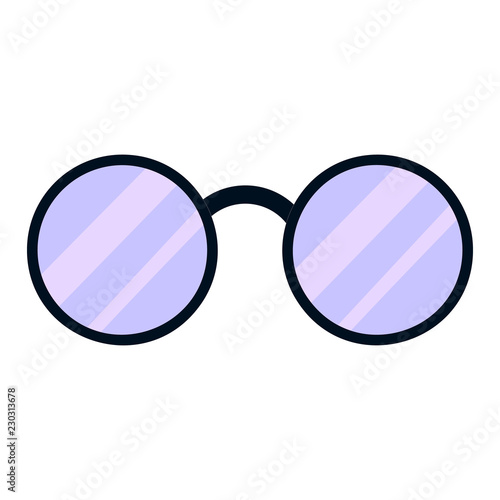 Round glasses icon. Cartoon of round glasses vector icon for web design isolated on white background