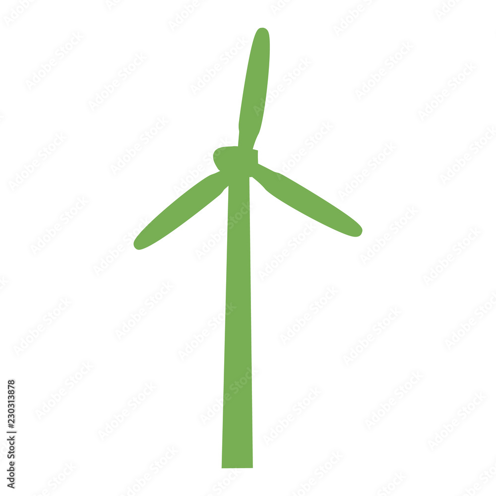 Green wind turbine icon. Simple illustration of green wind turbine vector icon for web design isolated on white background Green wind turbine icon. Simple illustration of green wind turbine vector icon for web design isolated on white background