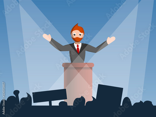 Political speaker concept background. Cartoon illustration of political speaker vector concept background for web design