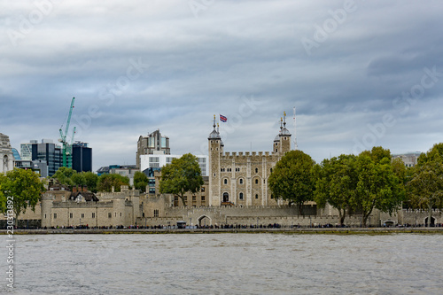 Tower of London on the thames river in England, London, UK