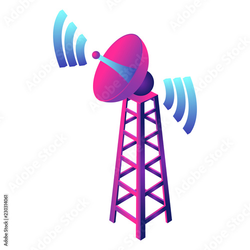 Gsm smart tower icon. Isometric of gsm smart tower vector icon for web design isolated on white background