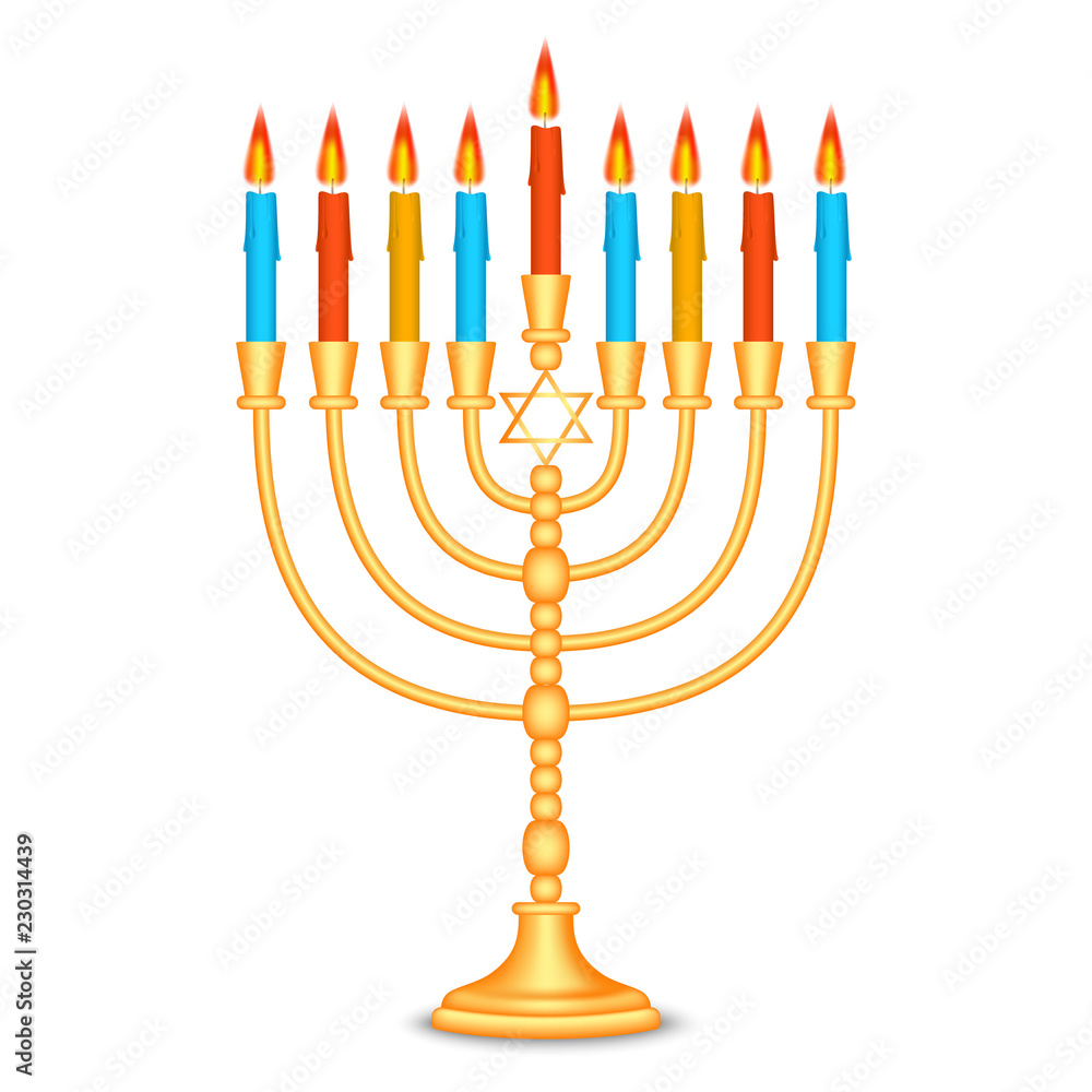Jewish candle stand icon. Realistic illustration of jewish candle stand vector icon for web design isolated on white background Jewish candle stand icon. Realistic illustration of jewish candle stand vector icon for web design isolated on white background