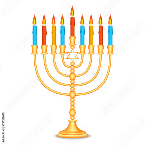 Jewish candle stand icon. Realistic illustration of jewish candle stand vector icon for web design isolated on white background