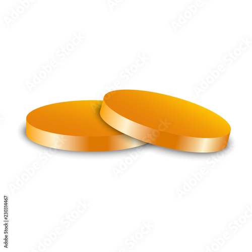 Two gold coin icon. Realistic illustration of two gold coin vector icon for web design isolated on white background