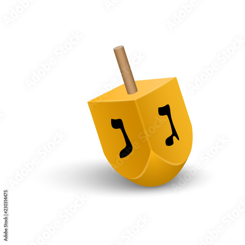 Yellow dreidel icon. Realistic illustration of yellow dreidel vector icon for web design isolated on white background