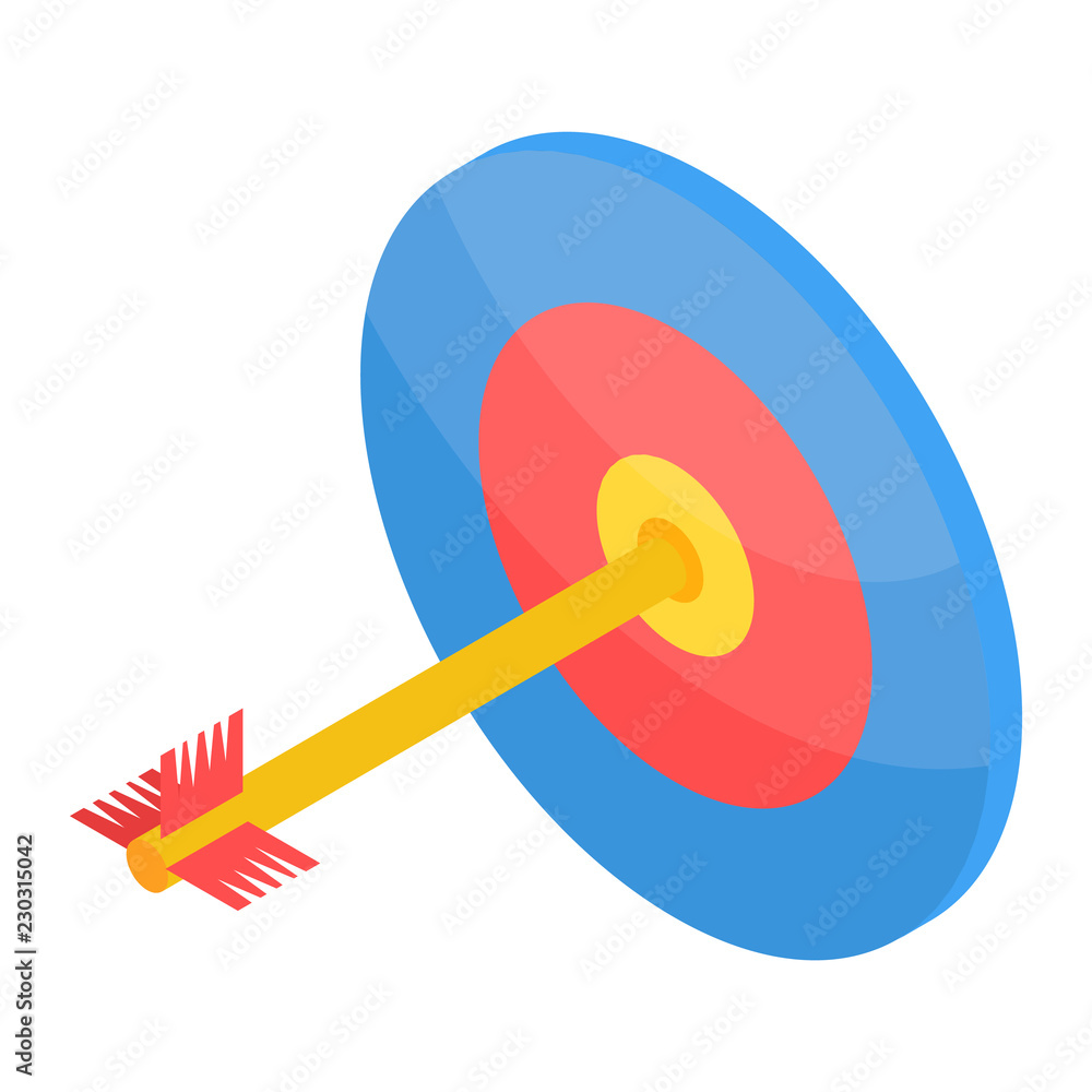 Archer shot on target icon. Isometric of archer shot on target vector icon for web design isolated on white background Archer shot on target icon. Isometric of archer shot on target vector icon for web design isolated on white background