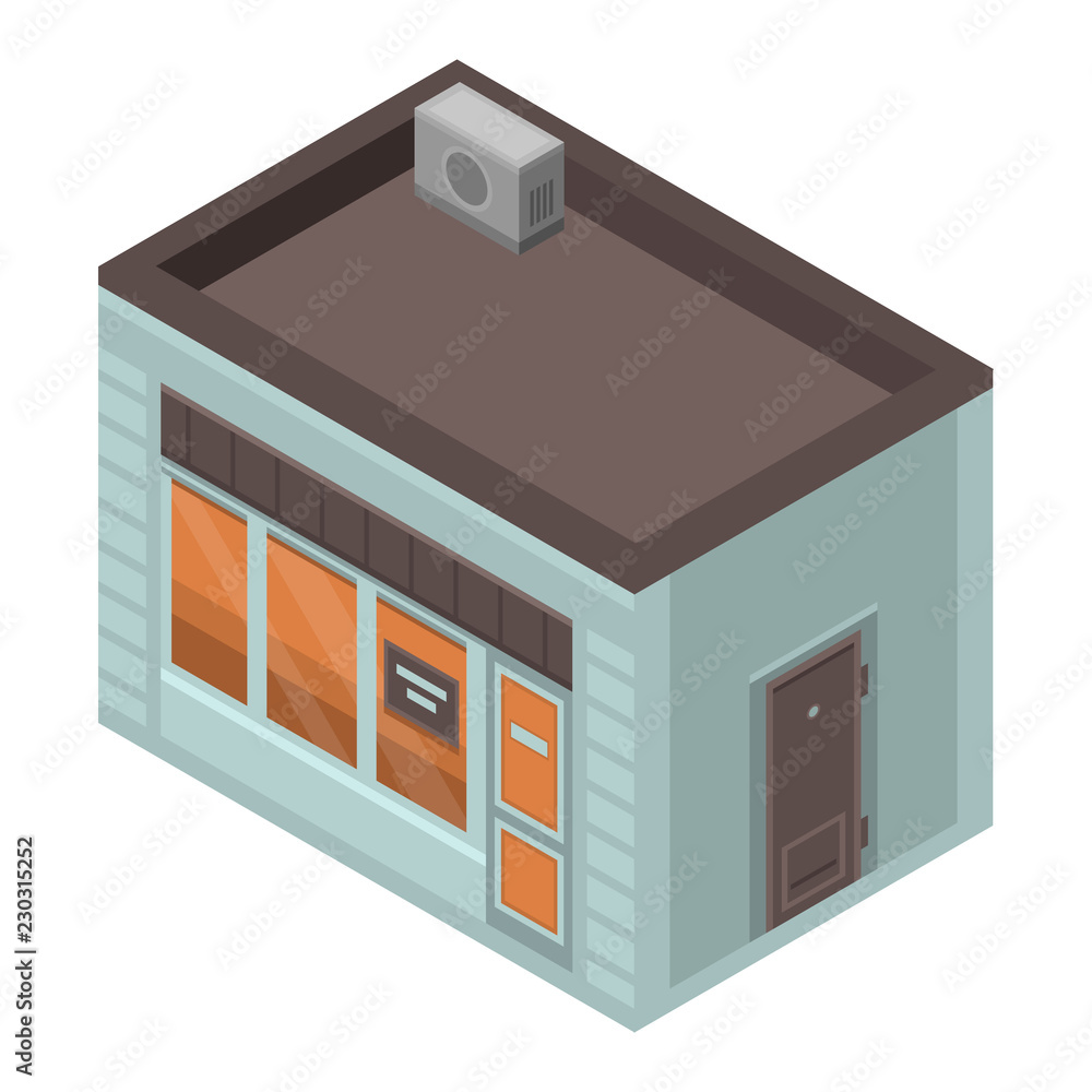 Coffee street shop icon. Isometric of coffee street shop vector icon for web design isolated on white background Coffee street shop icon. Isometric of coffee street shop vector icon for web design isolated on white background
