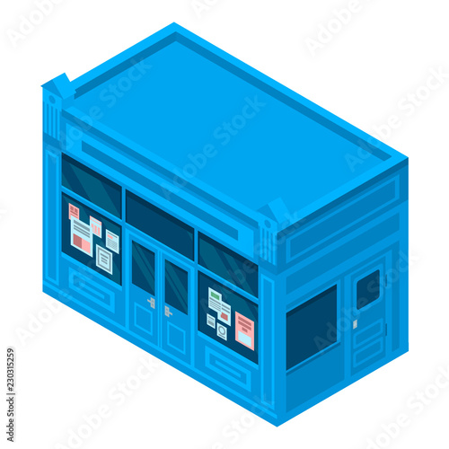 Newspaper street shop icon. Isometric of newspaper street shop vector icon for web design isolated on white background