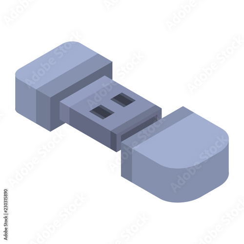 Micro usb flash icon. Isometric of micro usb flash vector icon for web design isolated on white background