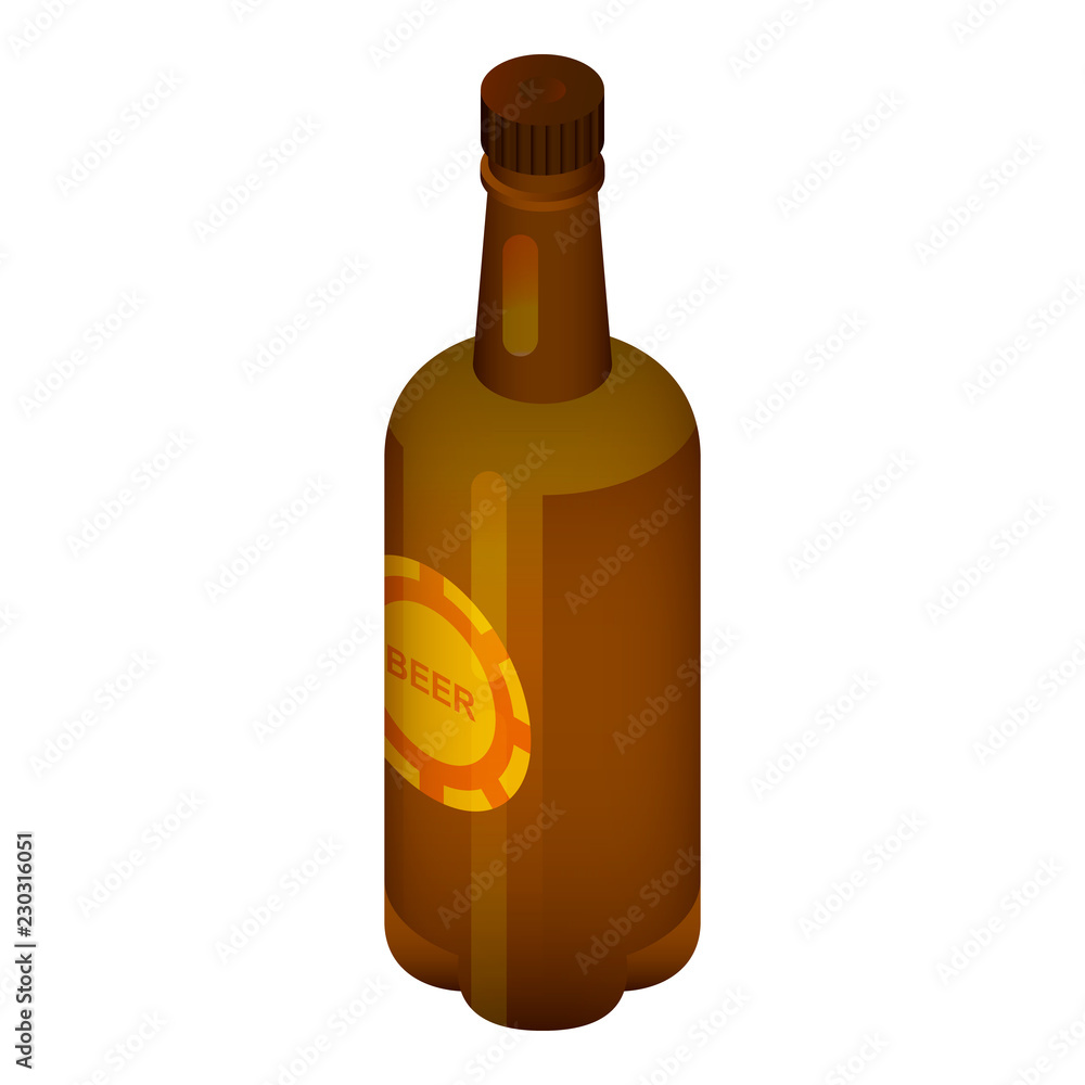 Beer bottle icon. Isometric of beer bottle vector icon for web design isolated on white background Beer bottle icon. Isometric of beer bottle vector icon for web design isolated on white background