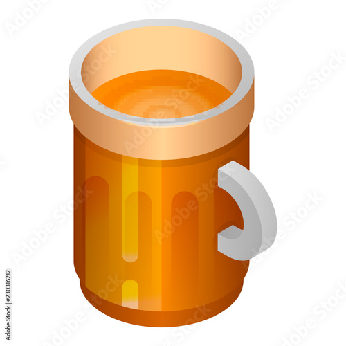 Beer wood mug icon. Isometric of beer wood mug vector icon for web design isolated on white background