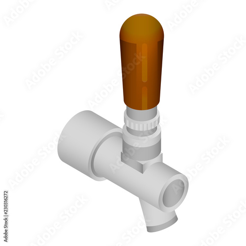 Metal beer tap icon. Isometric of metal beer tap vector icon for web design isolated on white background