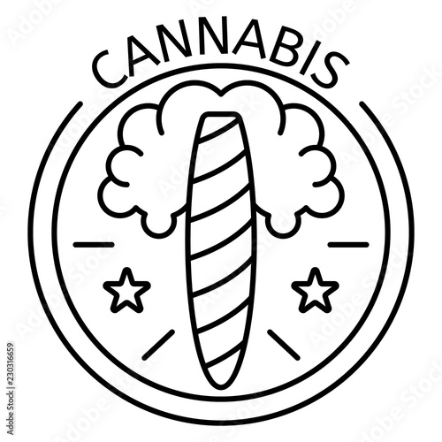 Cannabis cigar logo. Outline cannabis cigar vector logo for web design isolated on white background