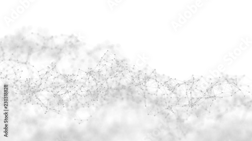 Abstract white futuristic background. White background. connecting dots and lines on white background. 4k rendering.