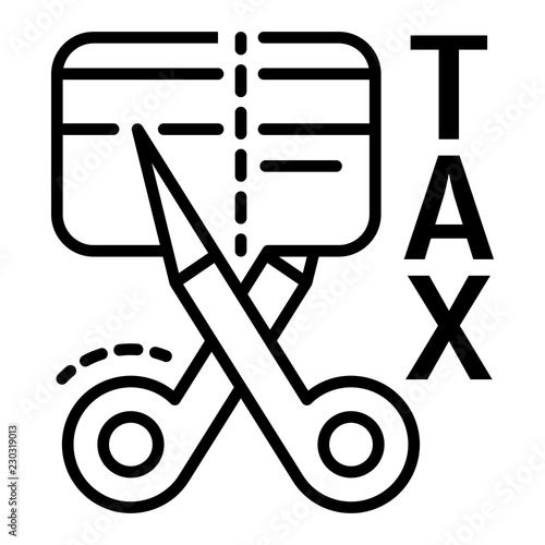Tax cut credit card icon. Outline tax cut credit card vector icon for web design isolated on white background