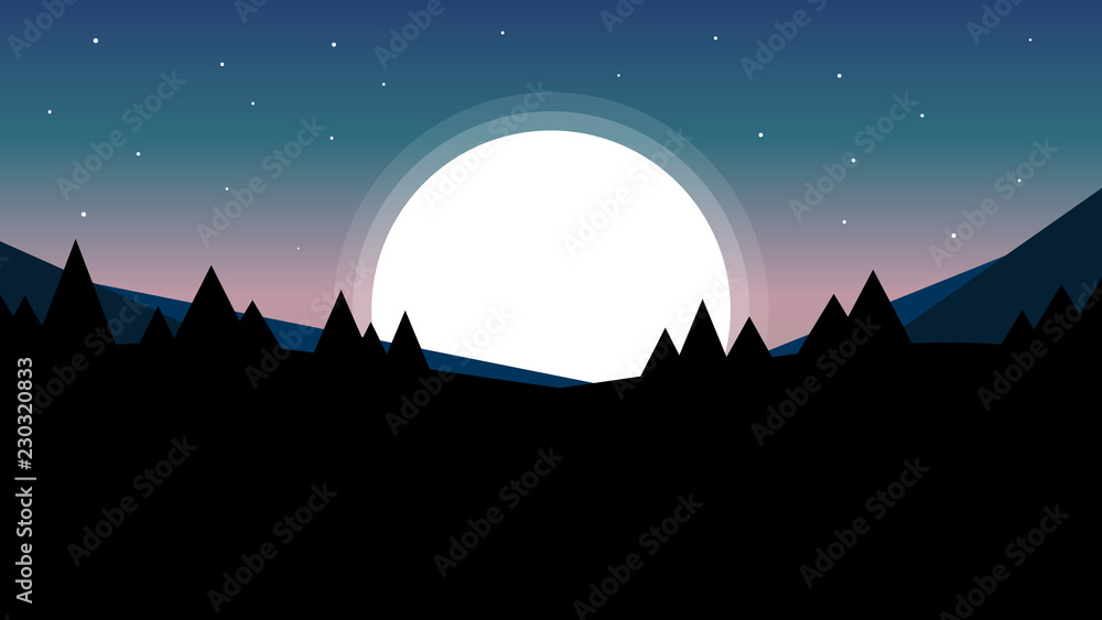 Premium Vector  Evening sky mountains and moon minimalist mobile wallpapers