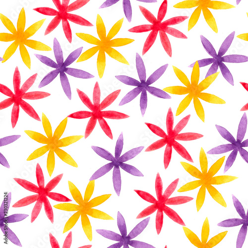 Cute watercolor floral seamless pattern. Colorful 