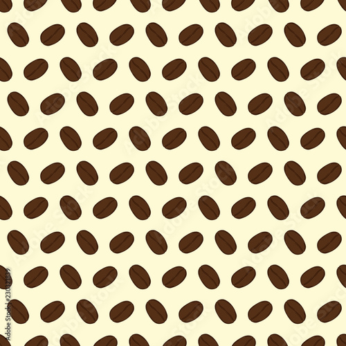 Seamless Vector Pattern of Coffee Beans on a Cream Background