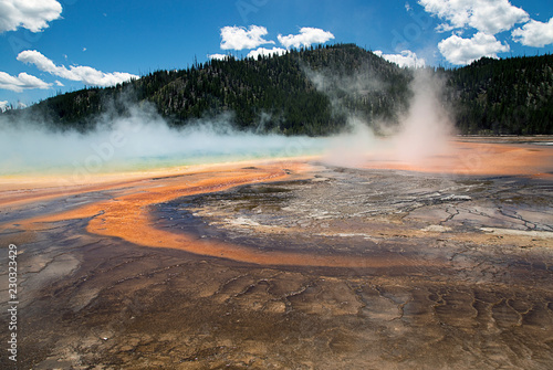 Yellowstone national park geyser eruption. 