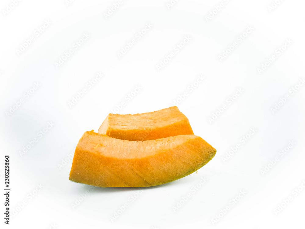 Halloween pumpkin Sliced pumpkin chunks isolated Halloween pumpkin Sliced pumpkin chunks isolated