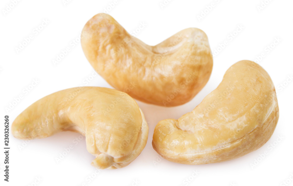 Cashew nuts on white background Cashew nuts on white background