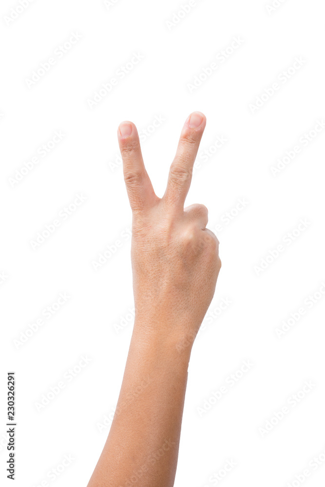 Female Hand Showing Number two , victory sign Female Hand Showing Number two , victory sign