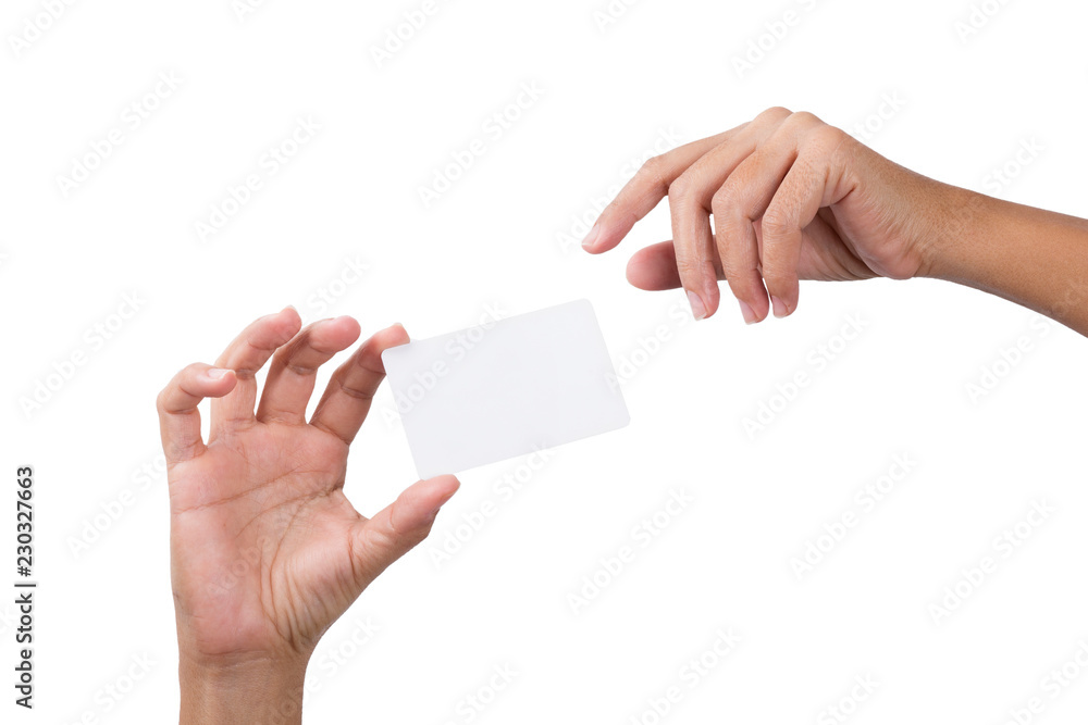 Obraz premium holding Blank business card
