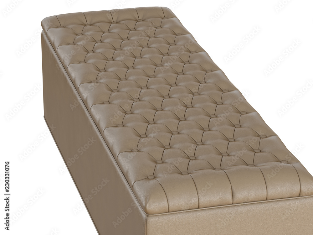 Fototapeta premium Bench beige capitone on a white background 3d rendering