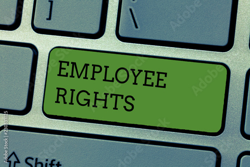 Writing note showing Employee Rights. Business photo showcasing All employees have basic rights in their own workplace. photo