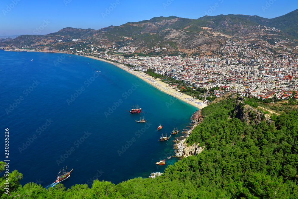 Amazing beaches view from Alanya Castle in Antalya, Turkey.
