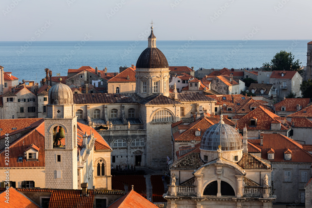 City Bell Tower, the Cathedral of the Assumption and the St Blaise's Church in Dubrovnik, Croatia
