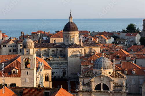 City Bell Tower, the Cathedral of the Assumption and the St Blaise's Church in Dubrovnik, Croatia