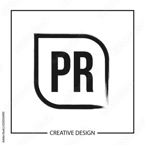 Initial PR Letter Logo Template Design