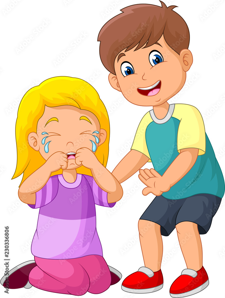 cartoon little boy and girl