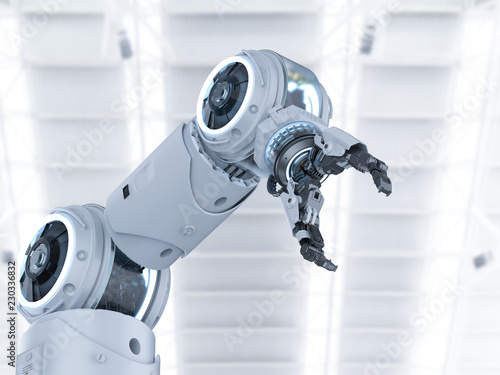 Foto white robotic arm