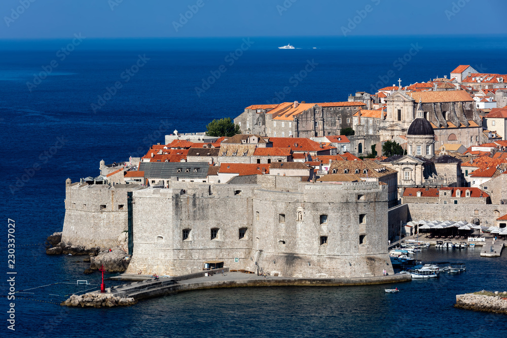 Fort of St. John in Dubrovnik, Croatia, dates back to the 16th century, guards the entrance to Dubrovnik's Old Harbor.