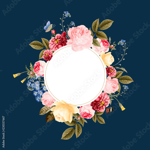 Blank floral frame card illustration
