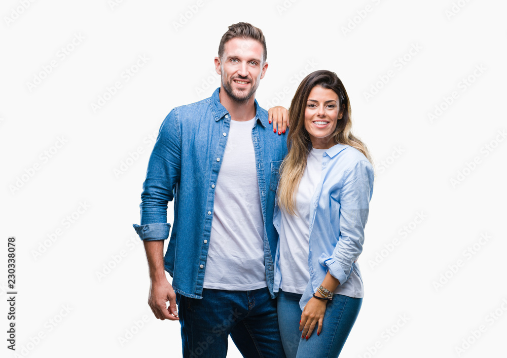 Young couple in love over isolated background with a happy and cool smile on face. Lucky person. Young couple in love over isolated background with a happy and cool smile on face. Lucky person.