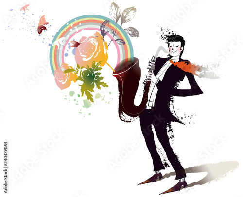 Musician playing saxophone