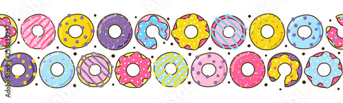 Seamless border with color donuts