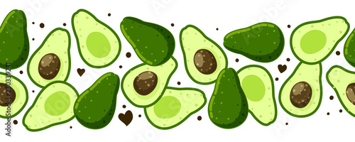 Seamless border with green avocado